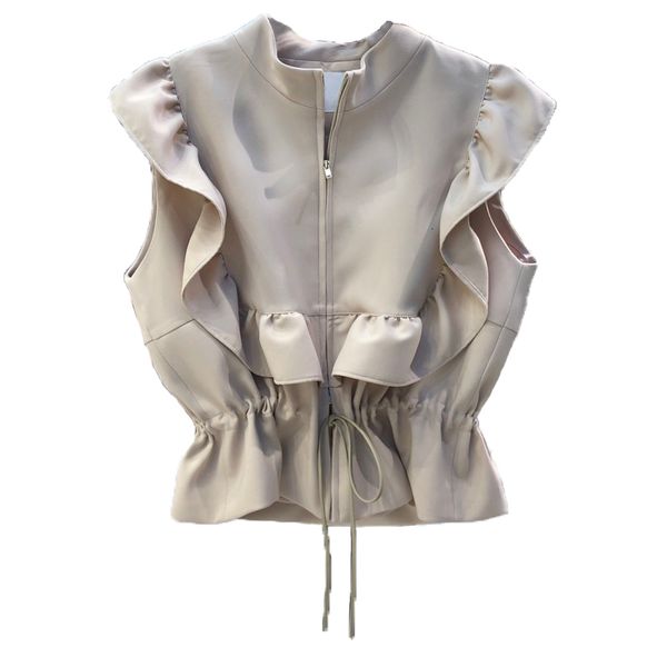 women's jackets neploe slim waist ruffled drawstring zipper waistcoat korea 2023 spring fall womenvest fashion casual vest women 230630, Black;brown
women's jackets neploe slim waist ruffled drawstring zipper waistcoat korea 2023 spring fall womenvest fashion casual vest women 230630, Black;brown