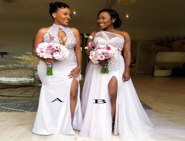 two styles nigeria african mermaid bridesmaid dresses plus size beads applique maid of the honor side slit wedding party wear9946354, White;pink
two styles nigeria african mermaid bridesmaid dresses plus size beads applique maid of the honor side slit wedding party wear9946354, White;pink