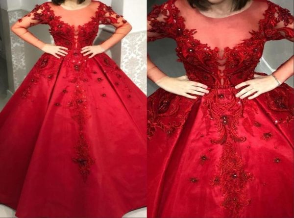 dark red lace beaded satin 2020 evening dresses sheer neck long sleeves prom dresses ball gown formal party pageant gowns1512454, Black;red
dark red lace beaded satin 2020 evening dresses sheer neck long sleeves prom dresses ball gown formal party pageant gowns1512454, Black;red