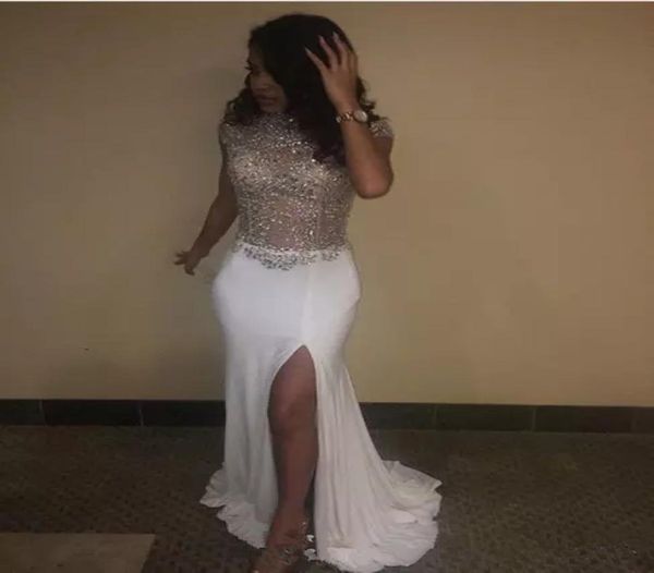 2019 high neck sheer short sleeves mermaid prom dresses split chiffon long special occasion party gowns robe de soiree beade8211504, Black
2019 high neck sheer short sleeves mermaid prom dresses split chiffon long special occasion party gowns robe de soiree beade8211504, Black