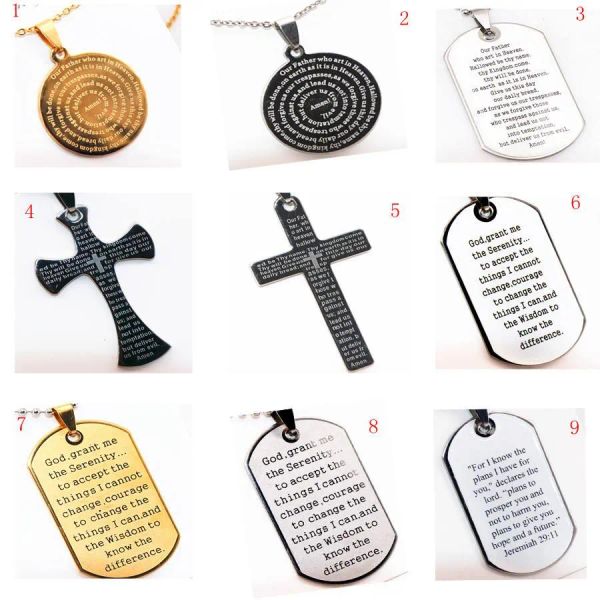 religious jesus cross lords prayer english stainless jewelry pendant with necklace for men women communion confirmation, Silver
religious jesus cross lords prayer english stainless jewelry pendant with necklace for men women communion confirmation, Silver