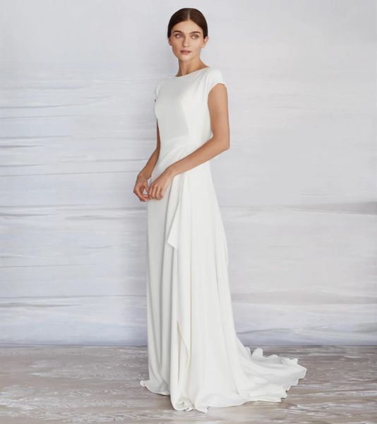 simple aline crepe wedding dress modest with cap sleeves high neck sweep train women informal boho beach bridal gowns bride robe 5604293, White
simple aline crepe wedding dress modest with cap sleeves high neck sweep train women informal boho beach bridal gowns bride robe 5604293, White