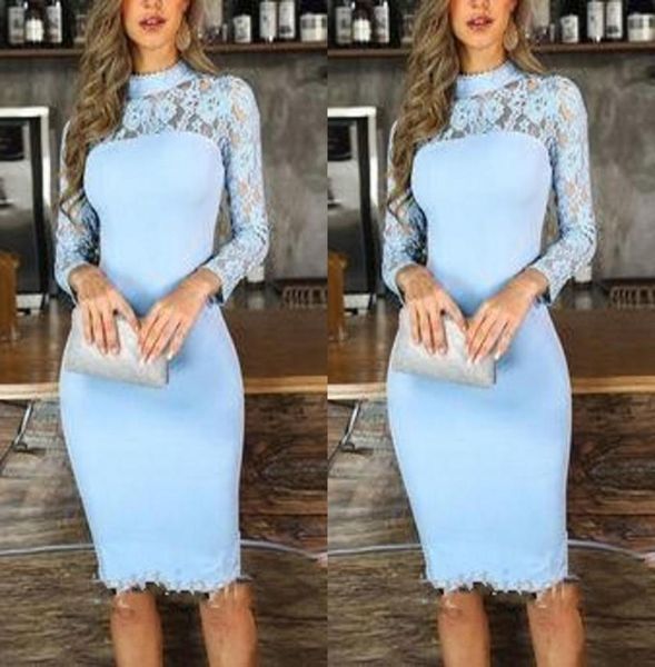 2022 sheath light blue cocktail party dresses high neck illusion long sleeve lace knee length prom evening special occasion dress 2790947, Black
2022 sheath light blue cocktail party dresses high neck illusion long sleeve lace knee length prom evening special occasion dress 2790947, Black