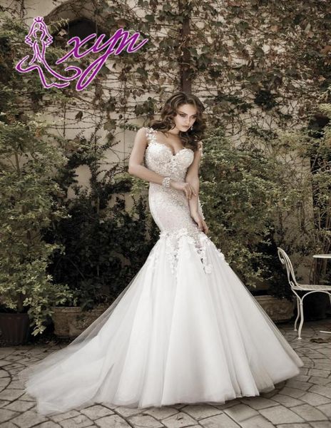 2014 new custom made lace mermaid wedding dresses with strap backless sweetheart sleeveless beaded applique court train ivory brid1713515, White
2014 new custom made lace mermaid wedding dresses with strap backless sweetheart sleeveless beaded applique court train ivory brid1713515, White
