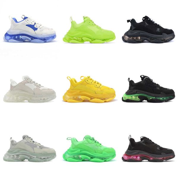 casual triple s sneaker luxury designer shoes men women black white blue red green yellow bred mens platform trainer, White;red