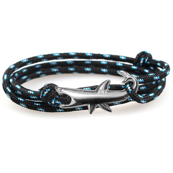 

Multi Layered Gunmetal Shark Charm Bracelet Colorful Paracord Jewelry