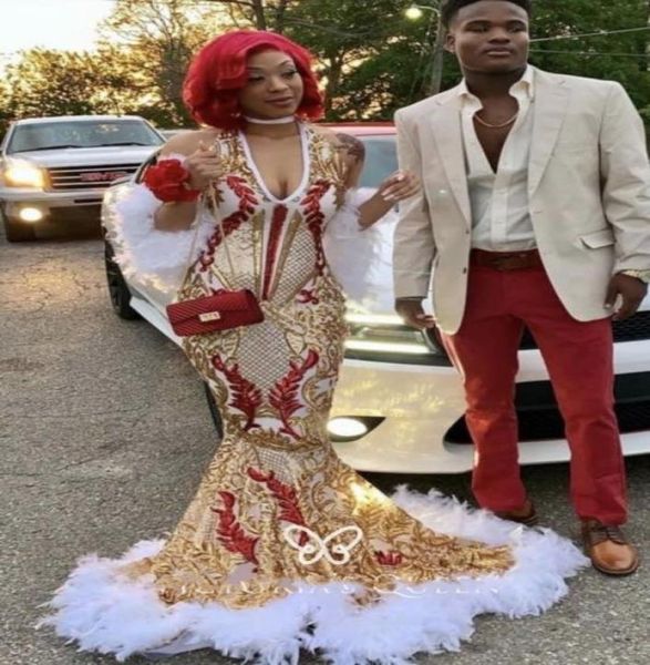 new black girls mermaid prom dresses with feathers gold sequins applique v neck 2020 african party dress evening wear ogstuff7693281
new black girls mermaid prom dresses with feathers gold sequins applique v neck 2020 african party dress evening wear ogstuff7693281