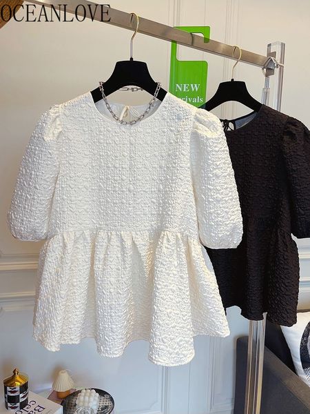 women s blouses shirts oceanlove solid summer women puff sleeve lace up kawaii clothes vintage loose sweet blusas mujer korean 230629, White
women s blouses shirts oceanlove solid summer women puff sleeve lace up kawaii clothes vintage loose sweet blusas mujer korean 230629, White