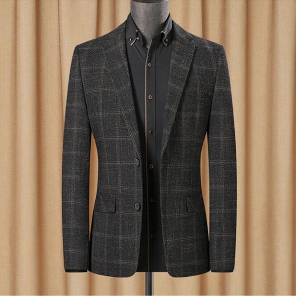 men's suits blazers spring autumn blazer striped jacket elbow patch tweed coat business 230630, White;black
men's suits blazers spring autumn blazer striped jacket elbow patch tweed coat business 230630, White;black