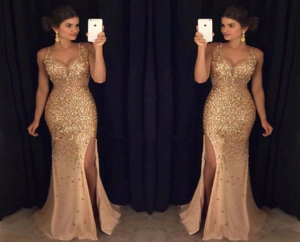 gold beaded crystals tulle long mermaid prom dresses v neck formal party gowns high side slit celebrity evening dress vestido7027640, Black
gold beaded crystals tulle long mermaid prom dresses v neck formal party gowns high side slit celebrity evening dress vestido7027640, Black