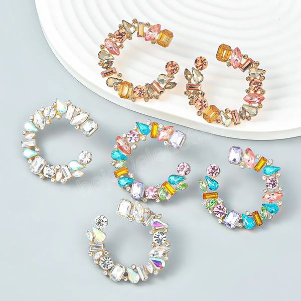 rhinestone multicolor c shape dangle earrings women's wedding accessories fashion statement jewelry, Silver
rhinestone multicolor c shape dangle earrings women's wedding accessories fashion statement jewelry, Silver
