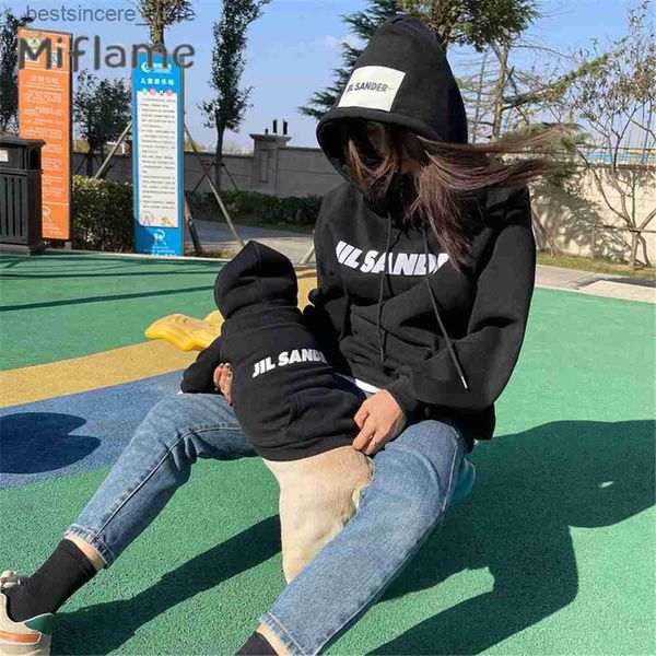 

miflame winter fashion pet parent-child clothes new style plush thickened dogs hooded sweater for dog and owner matching outfits l230522, Blue