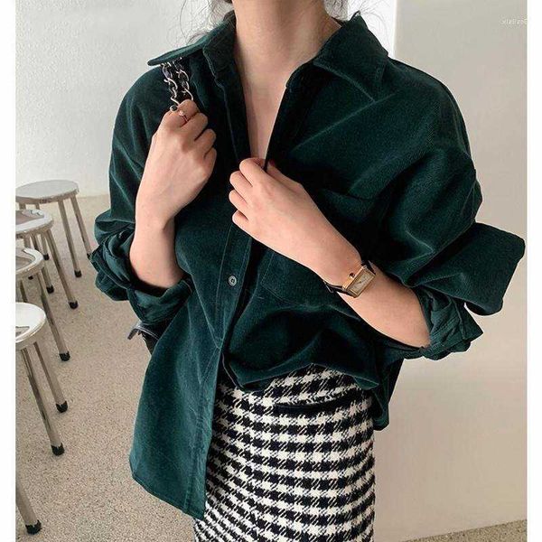 women's blouses bgteever vintage thick ladies turn-down collar corduroy shirts long sleeve pocket female women elegant loose blusas, White
women's blouses bgteever vintage thick ladies turn-down collar corduroy shirts long sleeve pocket female women elegant loose blusas, White