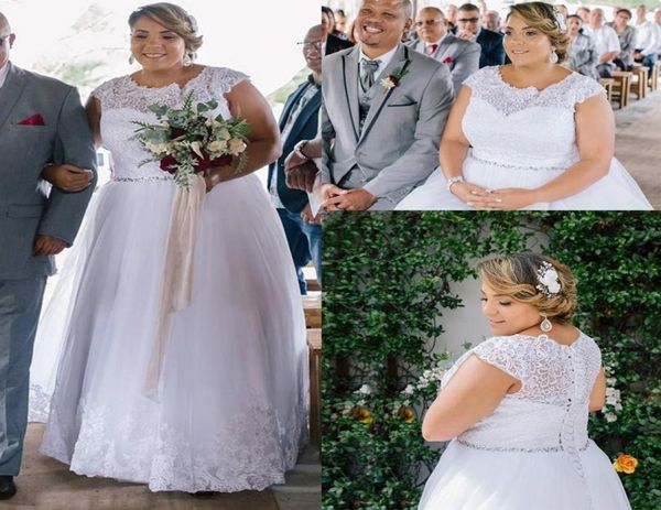 plus size lace crew neck wedding dresses with beaded sash a line tulle bridal gowns applique lace up back formal wedding dress cou1266689, White
plus size lace crew neck wedding dresses with beaded sash a line tulle bridal gowns applique lace up back formal wedding dress cou1266689, White