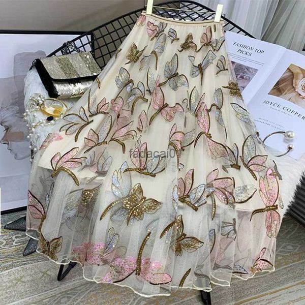657585cm sequin mesh embroidery dragonfly long skirt women's spring summer high waist pleated sweet midi tulle skirts female l230621, Black
657585cm sequin mesh embroidery dragonfly long skirt women's spring summer high waist pleated sweet midi tulle skirts female l230621, Black