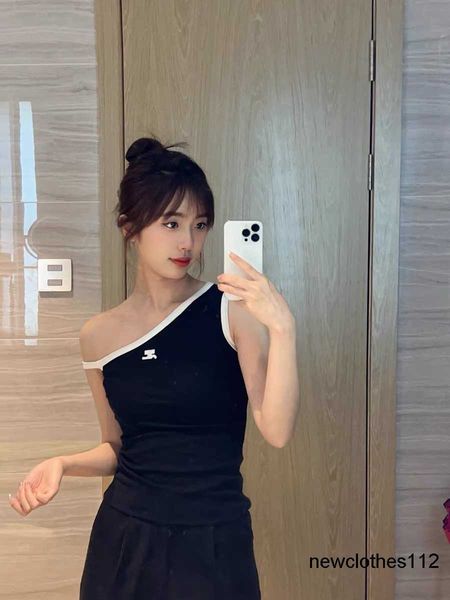 women's outerwear vest luxury brand designer courreges 2023 summer spicy girls diagonal shoulder tank top, White
women's outerwear vest luxury brand designer courreges 2023 summer spicy girls diagonal shoulder tank top, White