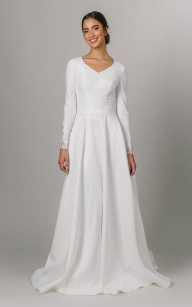 2021 simple aline satin modest wedding dresses bridal gowns v neck long sleeves custom made elegant6085644, White
2021 simple aline satin modest wedding dresses bridal gowns v neck long sleeves custom made elegant6085644, White