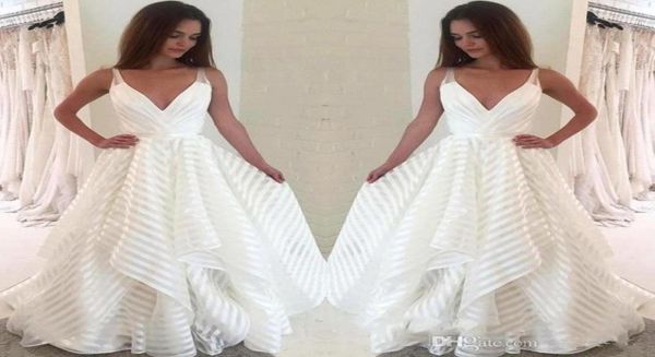 deep v neck spaghetti straps a line wedding dress stripes lace tulle tiers ruffles floor length bridal gown robe de mariee bc08565009695, White
deep v neck spaghetti straps a line wedding dress stripes lace tulle tiers ruffles floor length bridal gown robe de mariee bc08565009695, White