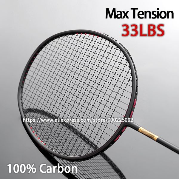 

badminton rackets professional shock absorption max tension 33lbs full carbon fiber with bags strings ultralight 4u 82g racquet 230629