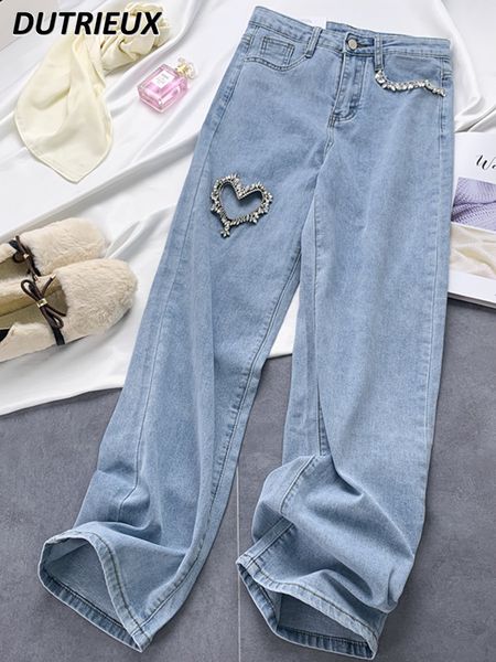women's jeans high street wide leg pant spring loose slimming straight waist heart shape diamond denim mop trousers 230630, Blue
women's jeans high street wide leg pant spring loose slimming straight waist heart shape diamond denim mop trousers 230630, Blue
