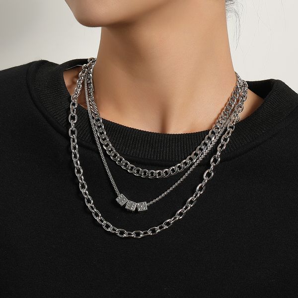 punk hip-hop multi-layer dice chain necklace female, retro fashion style with hoodie necklace pendant necklace personality jewelry for girl, Silver
punk hip-hop multi-layer dice chain necklace female, retro fashion style with hoodie necklace pendant necklace personality jewelry for girl, Silver