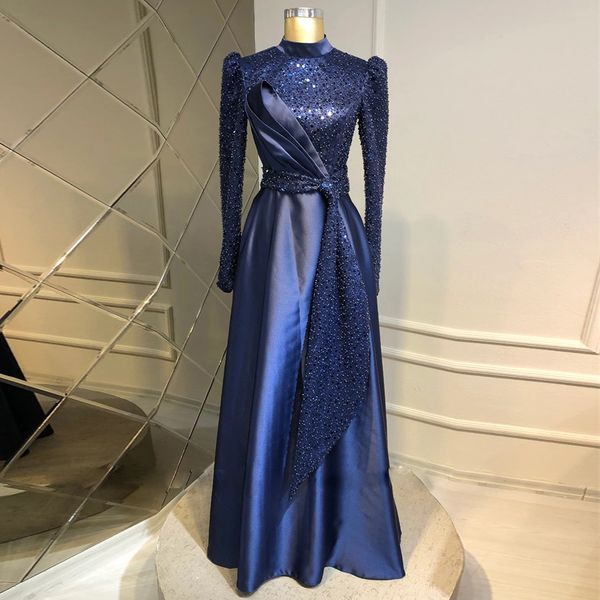 navy blue bead muslim prom dresses high neck long sleeve sequin islamic formal evening party gown pleat arabic dubai robe de soiree, Black
navy blue bead muslim prom dresses high neck long sleeve sequin islamic formal evening party gown pleat arabic dubai robe de soiree, Black