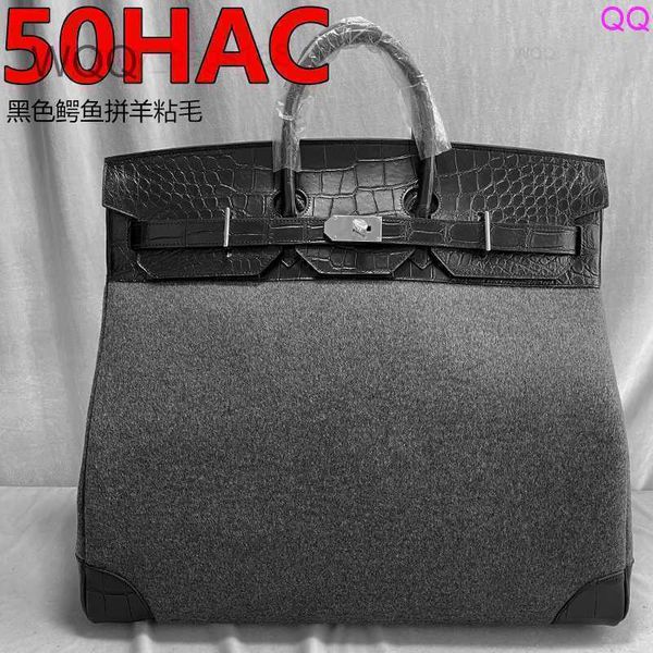 h ermess brand designer customized version 50cm hac black matte crocodile skin combination sheep sticky fleece large bag travel bag
h ermess brand designer customized version 50cm hac black matte crocodile skin combination sheep sticky fleece large bag travel bag