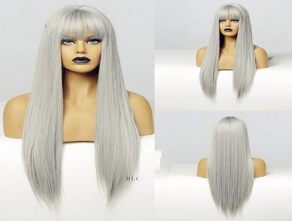 gray color synthetic hair wigs with full neat bangs long silky straight heat resistant synthetic replacement hair wigs for fashion8510904, Black
gray color synthetic hair wigs with full neat bangs long silky straight heat resistant synthetic replacement hair wigs for fashion8510904, Black