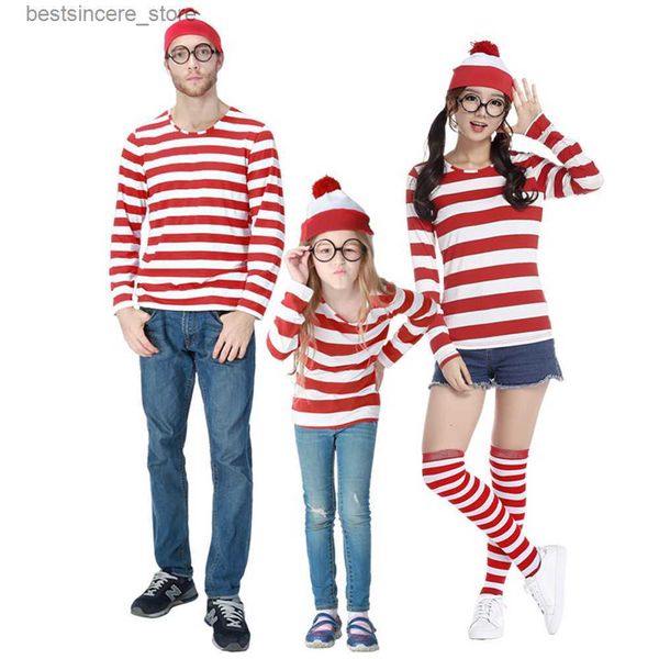 parent-child where is wally costume waldo book week fancy dress outfit stripe shirt hat glasses kit l230522, Blue
parent-child where is wally costume waldo book week fancy dress outfit stripe shirt hat glasses kit l230522, Blue