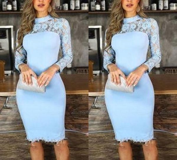 2022 sheath light blue cocktail party dresses high neck illusion long sleeve lace knee length prom evening special occasion dress 3865485, Black
2022 sheath light blue cocktail party dresses high neck illusion long sleeve lace knee length prom evening special occasion dress 3865485, Black