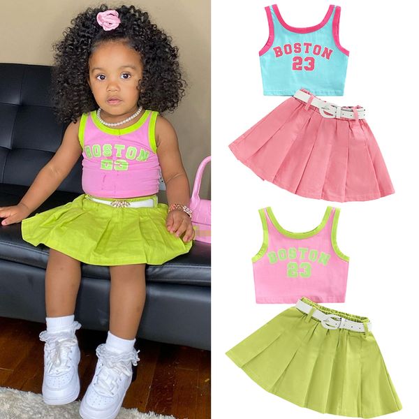 clothing sets focusnorm 1 6y fashion little girls kids clothes 2pcs letter patchwork sleeveless causal vest solid pleated skirts belt 230630, White
clothing sets focusnorm 1 6y fashion little girls kids clothes 2pcs letter patchwork sleeveless causal vest solid pleated skirts belt 230630, White