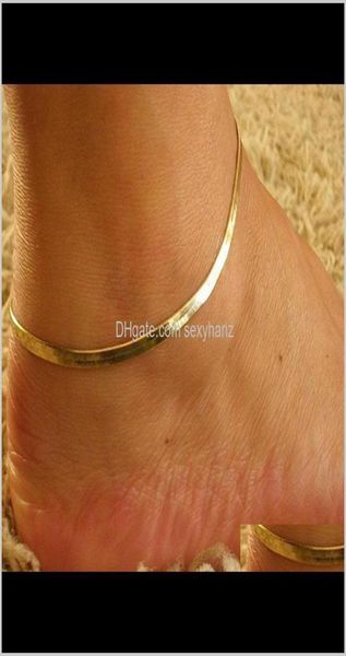 anklets drop delivery 2021 fine sier gold plated adjustable flat snake anklet bracelet women simple delicate foot chain summer b4229452, Red;blue 
anklets drop delivery 2021 fine sier gold plated adjustable flat snake anklet bracelet women simple delicate foot chain summer b4229452, Red;blue