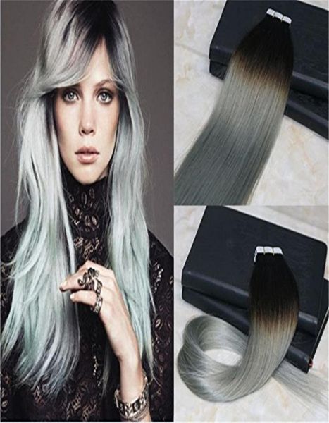 40pcs100g silver ombre tape in hair extensions color 1b fading to grey balayage double drawn human hair remy7260334, Black
40pcs100g silver ombre tape in hair extensions color 1b fading to grey balayage double drawn human hair remy7260334, Black