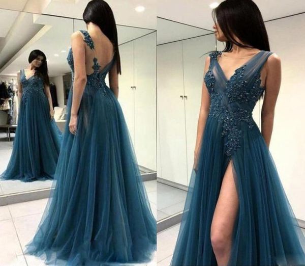 navy blue tulle prom dresses v neck high split evening gowns floor length backless formal party dress gowns4757342, Black
navy blue tulle prom dresses v neck high split evening gowns floor length backless formal party dress gowns4757342, Black