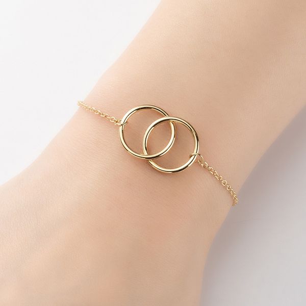 european and american fashion double loop interlocking women's bracelet ins women's titanium steel plated 18k gold simple geometri, Black
european and american fashion double loop interlocking women's bracelet ins women's titanium steel plated 18k gold simple geometri, Black