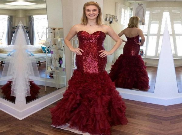 2020 sparkly burgundy sequined mermaid prom dresses sweetheart sleeveless tiered ruffles plus size formal evening gowns prom party9590882, Black
2020 sparkly burgundy sequined mermaid prom dresses sweetheart sleeveless tiered ruffles plus size formal evening gowns prom party9590882, Black