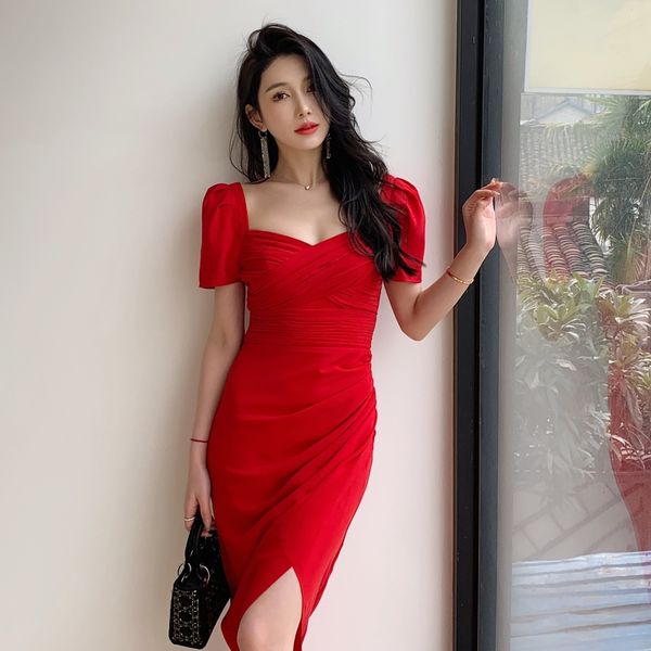 s-elf portrait short sleeve split heart machine dress light luxury style long dress green red, Black;gray
s-elf portrait short sleeve split heart machine dress light luxury style long dress green red, Black;gray