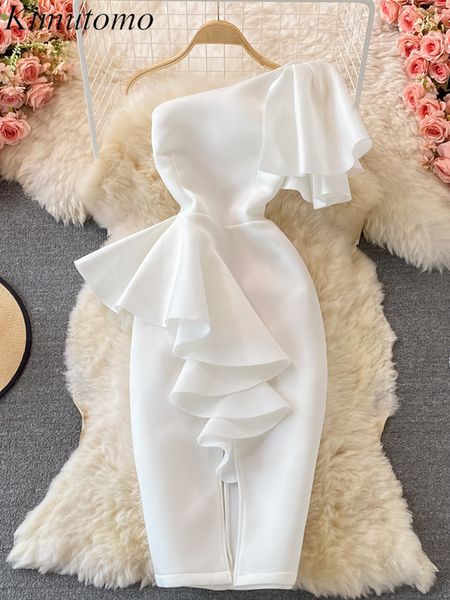 urban dresses kimutomo elegant solid ruffles stitching sloping shoulders dress woman gentle temperament stretchy sheath split ins 230630, White;black
urban dresses kimutomo elegant solid ruffles stitching sloping shoulders dress woman gentle temperament stretchy sheath split ins 230630, White;black