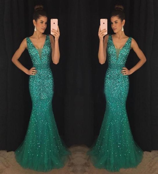 2017 graceful green prom evening dresses mermaid deep vneck major beaded long celebrity formal gowns dress for party wear custom 1458026, Black
2017 graceful green prom evening dresses mermaid deep vneck major beaded long celebrity formal gowns dress for party wear custom 1458026, Black