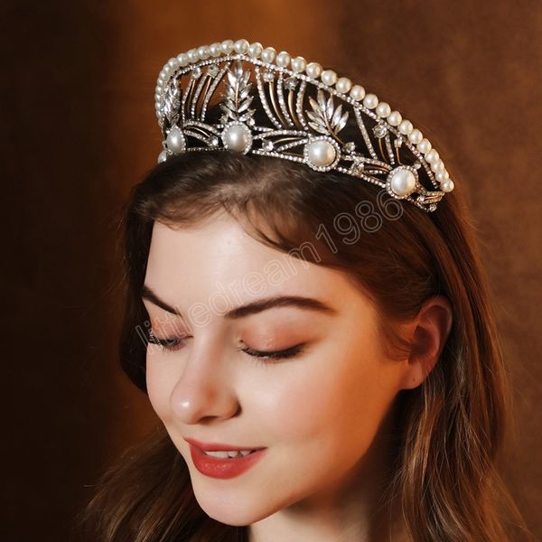 vintage baroque pearl tiara crown for women headwear wedding dress elegant queen bridal bride crystal crown headband, White;golden
vintage baroque pearl tiara crown for women headwear wedding dress elegant queen bridal bride crystal crown headband, White;golden