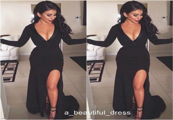 v neck black long sleeves side slit evening dresses mermaid prom dress formal women party gowns ed12491144972, Black;red
v neck black long sleeves side slit evening dresses mermaid prom dress formal women party gowns ed12491144972, Black;red