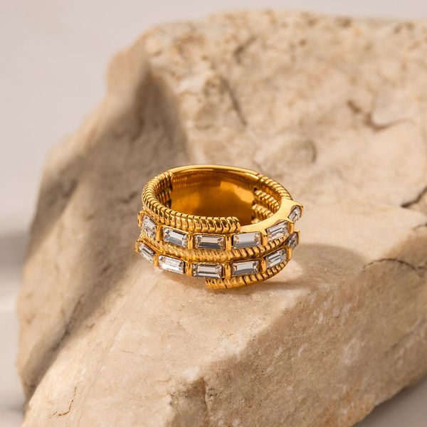 asymmetrical square zircon ring 18k gold stainless steel europe and the united states light luxury high-end jewelry wholesale, Golden;silver
asymmetrical square zircon ring 18k gold stainless steel europe and the united states light luxury high-end jewelry wholesale, Golden;silver