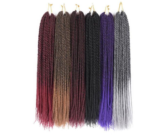 14 16 18 20 22inch extensions 30rootspack crotchet braids 16 colors synthetic senegalese crochet hair 7packslot2741809, Black