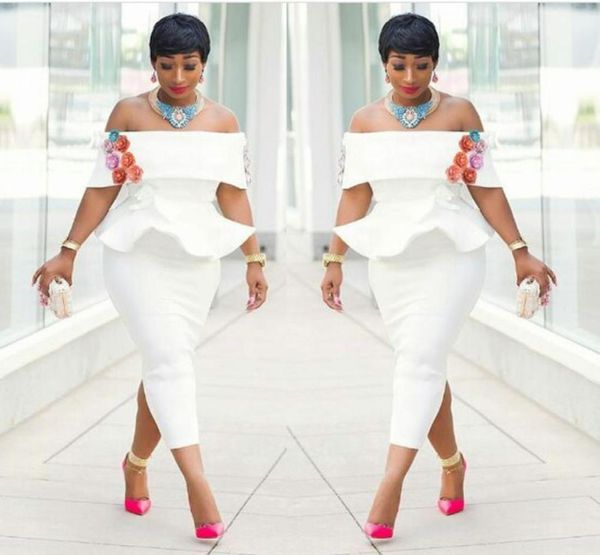 little white evening dresses 2018 off shoulder sheath prom dresses with colorful flowers peplum back split african women formal pa4435840, Black
little white evening dresses 2018 off shoulder sheath prom dresses with colorful flowers peplum back split african women formal pa4435840, Black