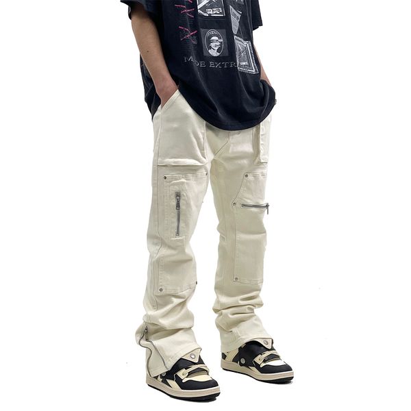 men's pants hip hop vibe heavy functional cargo trousers for men fashionable rivets zipper split adjust micro flare pants white male cl, Black
men's pants hip hop vibe heavy functional cargo trousers for men fashionable rivets zipper split adjust micro flare pants white male cl, Black