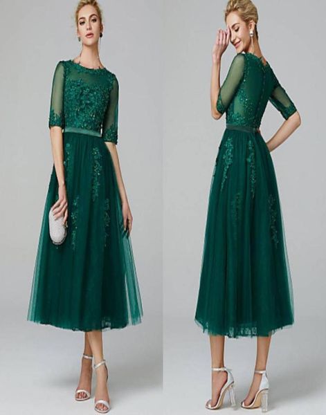 elegant aline illusion neck tea length lace tulle cocktail party prom dress with beading appliques half sleeve dark green special2347072, Black
elegant aline illusion neck tea length lace tulle cocktail party prom dress with beading appliques half sleeve dark green special2347072, Black