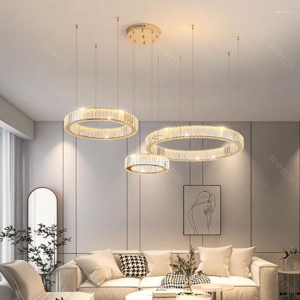 Luxury Chandeliers Modern Crystal LED K9 Chandelier Circle Rings Lighting Living Stairs Lamparas Pendant Lamp Fixtures Lights
Luxury Chandeliers Modern Crystal LED K9 Chandelier Circle Rings Lighting Living Stairs Lamparas Pendant Lamp Fixtures Lights
