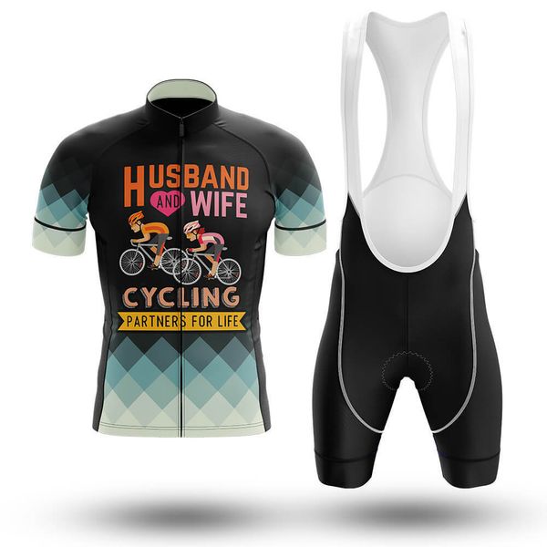 Image of Diamond-shaped gradient cycling suit summer breathable quick-dry short-sleeved overalls mountain road bike set PF