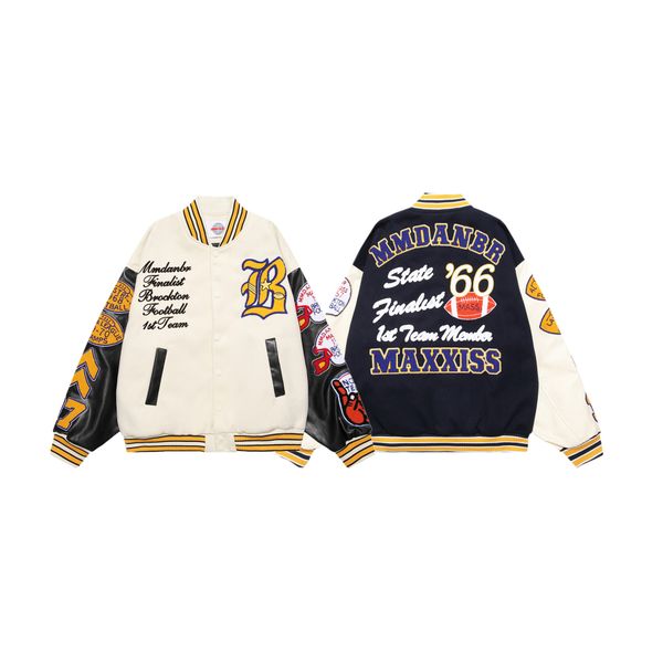 Mens Windbreaker Varsity Bomber Coat Patchwork Leather Vintage Lettering Flocking Embroidered Baseball Jacket For Man Loose, Orange
Mens Windbreaker Varsity Bomber Coat Patchwork Leather Vintage Lettering Flocking Embroidered Baseball Jacket For Man Loose, Orange