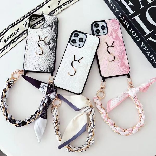Image of Beautiful iPhone Phone Case 15 14 Pro Max Designer Purse with Chain Scarf Hi Quality 16 15promax 14promax 15pro 14pro 13pro 12pro 13 12 Cases with Logo Box 105 SHL
